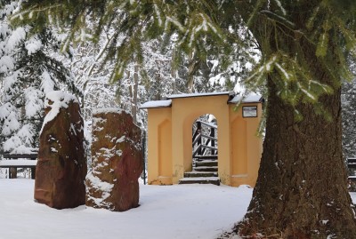 Žampach Arboretum - horní park hradní lávka - zima 2021 (2)